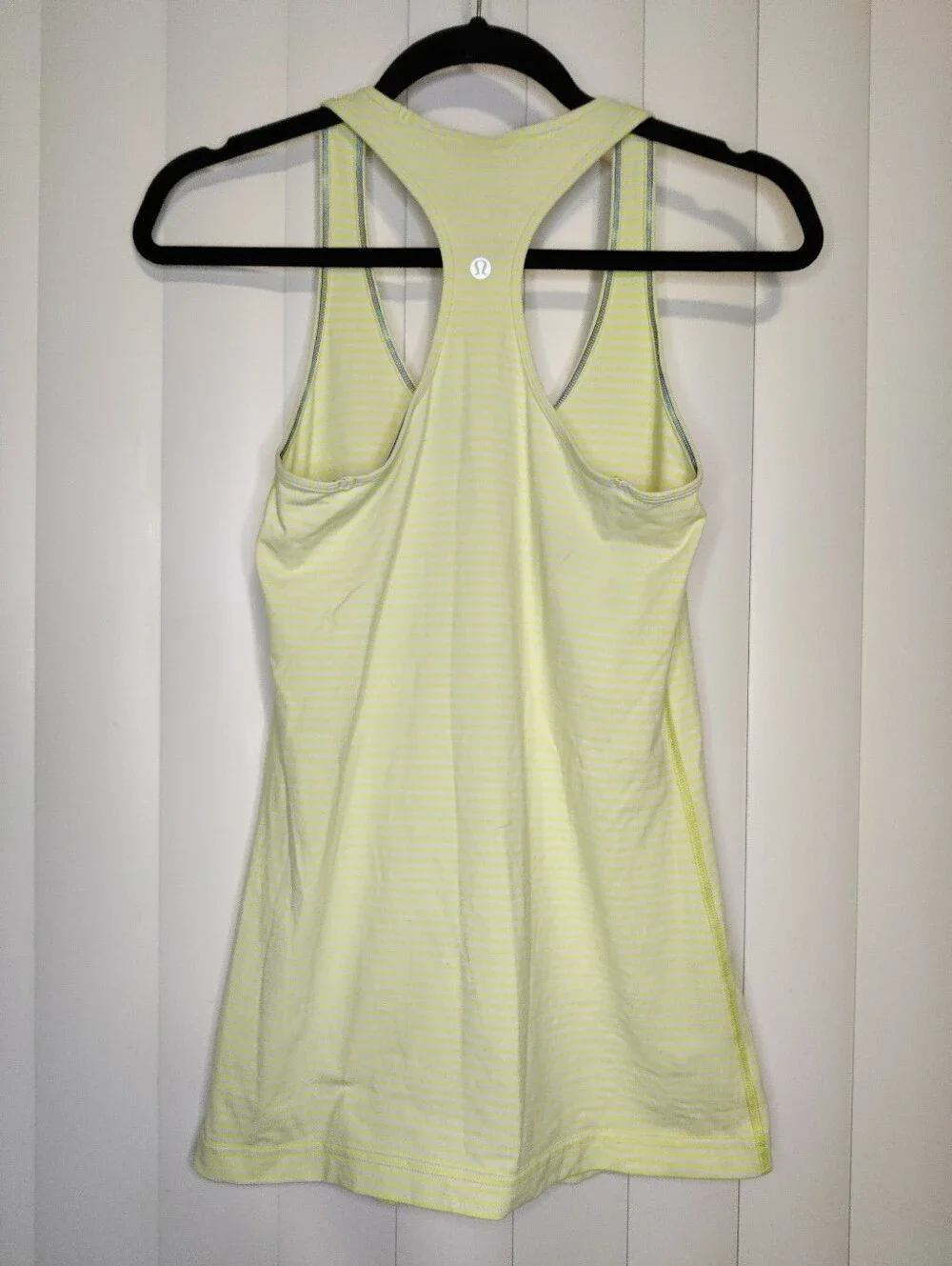 lululemon athletica Pale Yellow and White Striped Racerback Tank